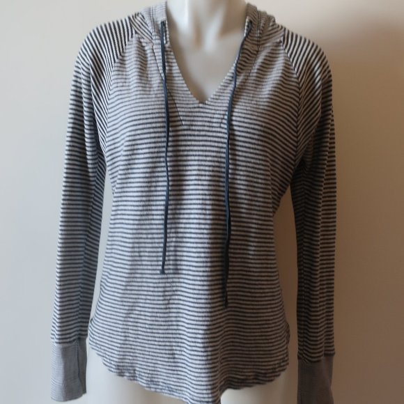 SPLENDID BLUE/WHITE STRIPED HOODED TOP SZ S* - Picture 3 of 7